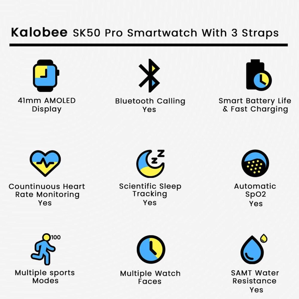 Kalobee SK50 Pro Smartwatch With 3 Straps - Image 2